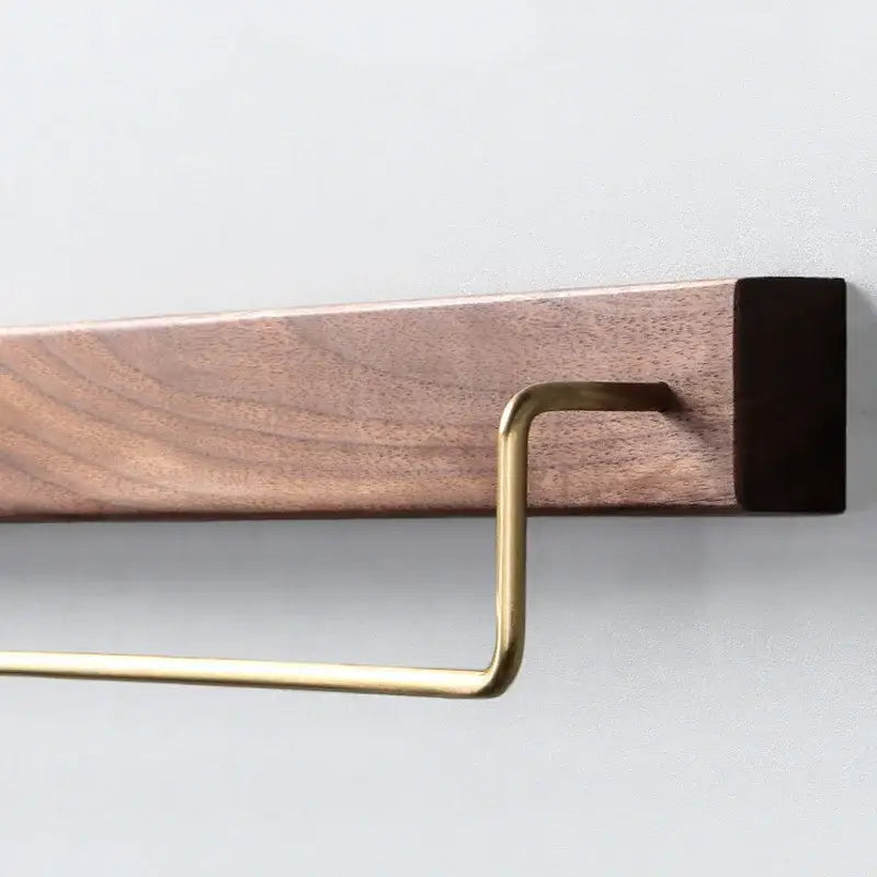 Walnut Brass Towel Rack