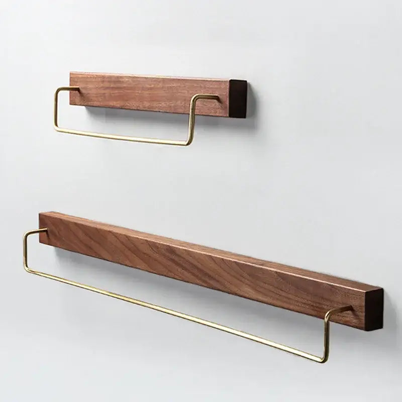 Walnut Brass Towel Rack