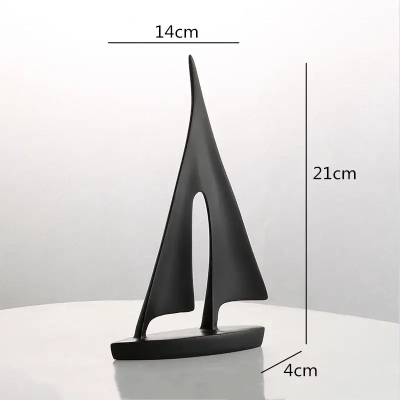 Black White Resin Sailboat