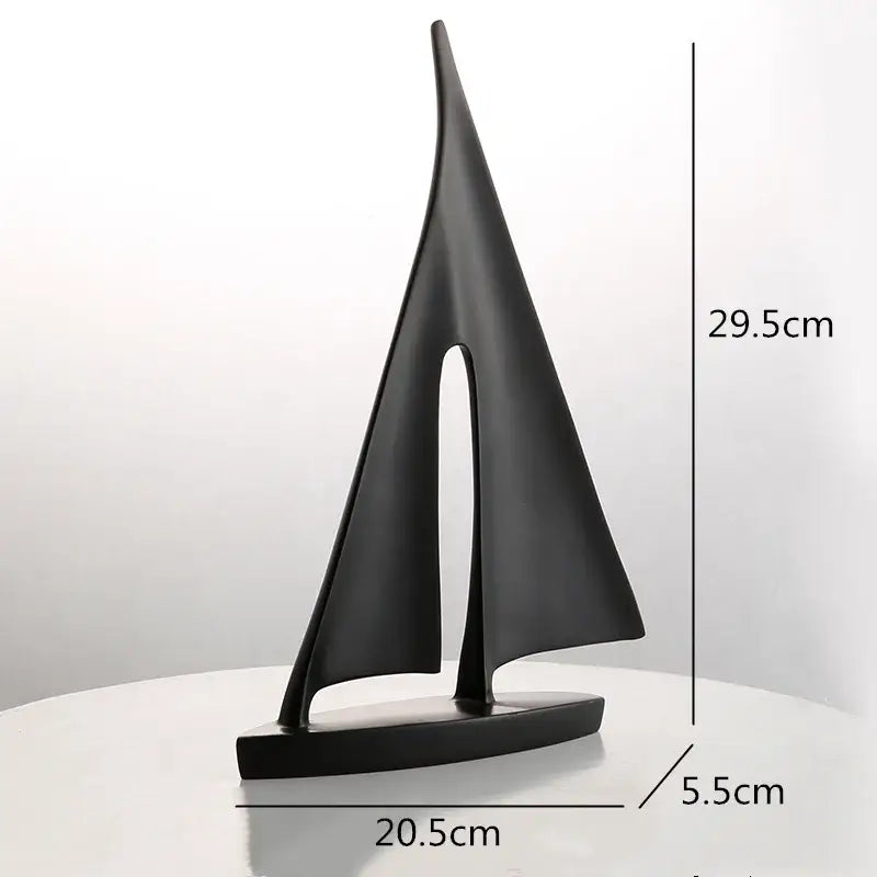 Black White Resin Sailboat