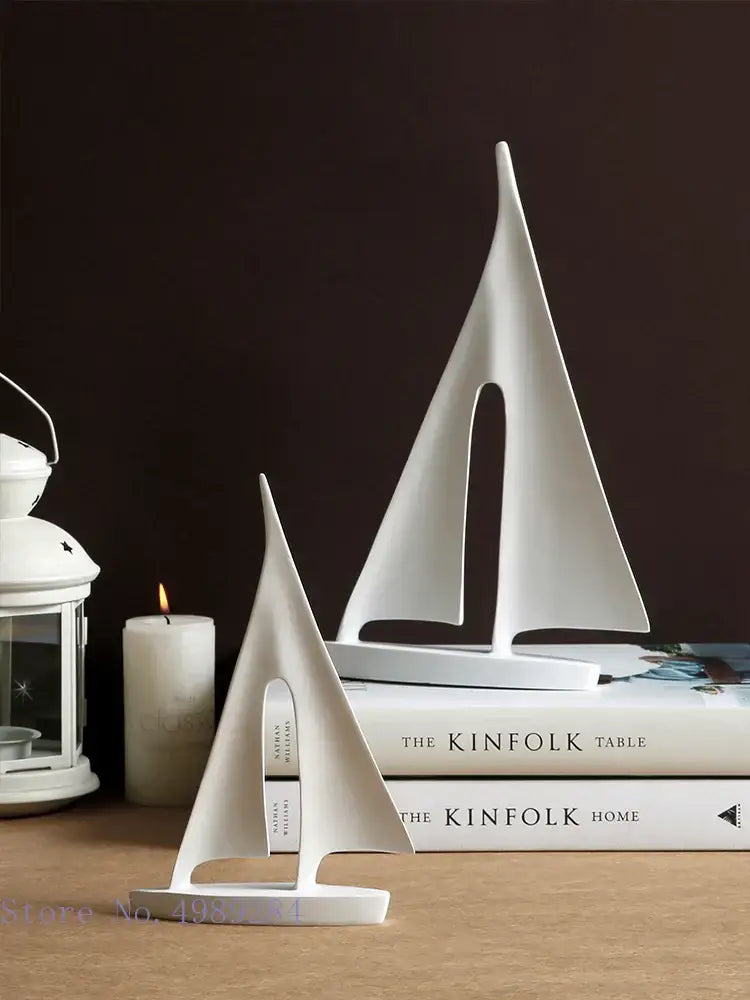 Black White Resin Sailboat
