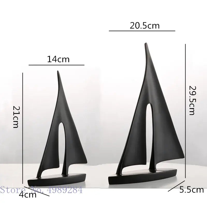 Black White Resin Sailboat