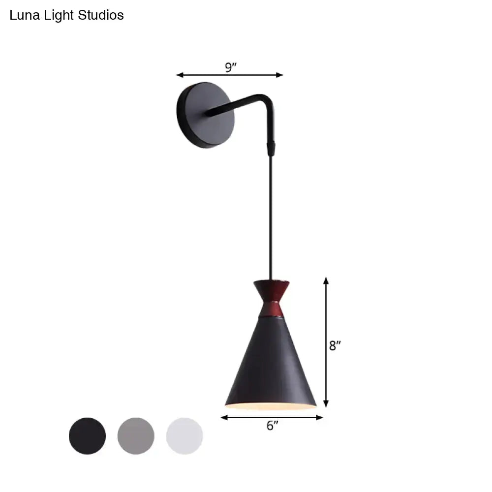 Black Conical Iron Minimalist Sconce