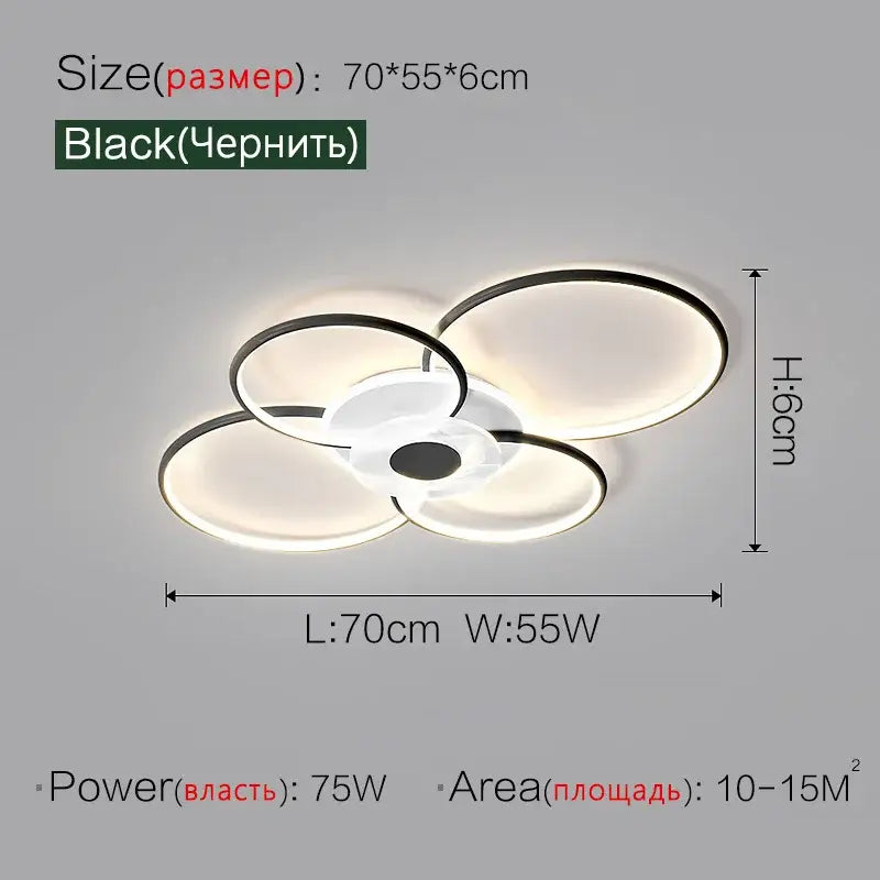 Black Floral Ceiling Lamp