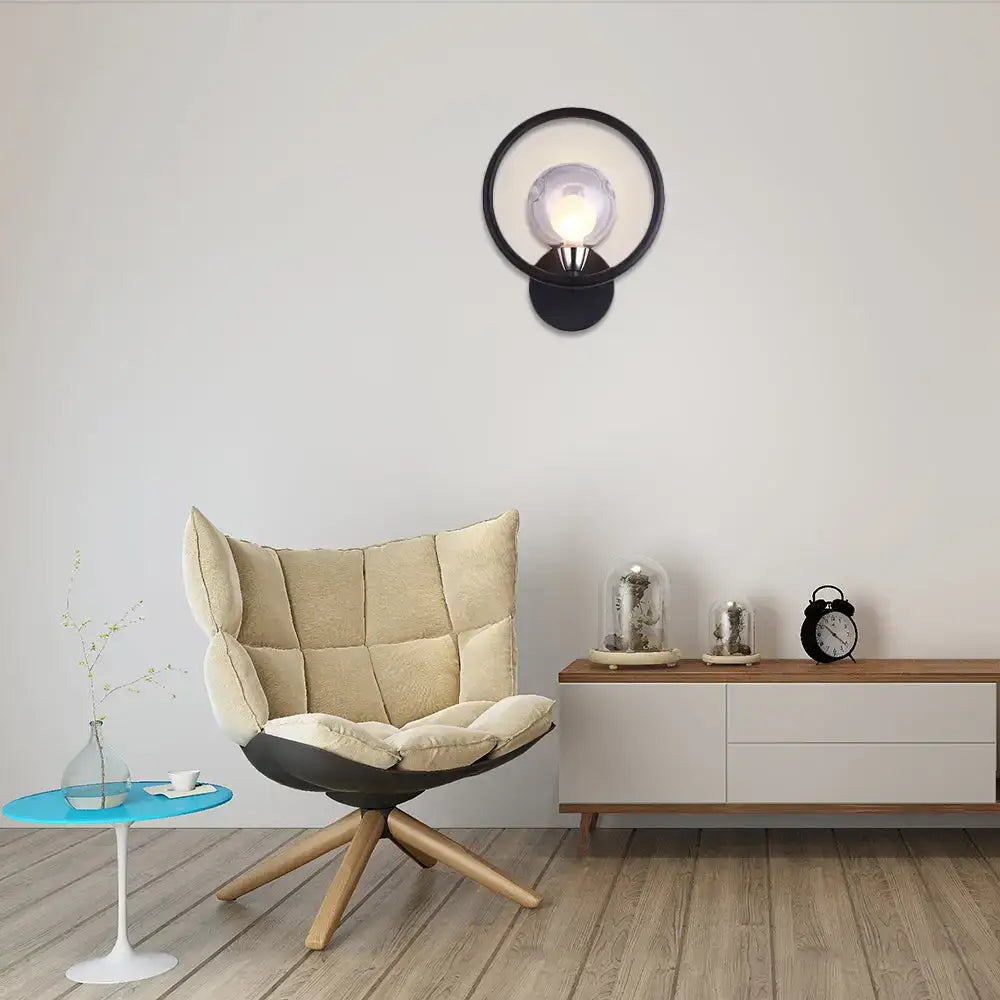 Black Glass Ball Wall Sconce