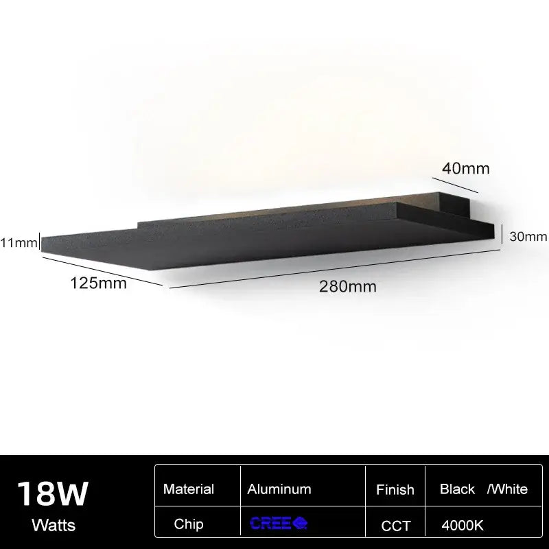 Black Aluminum LED Wall Light for Kitchen