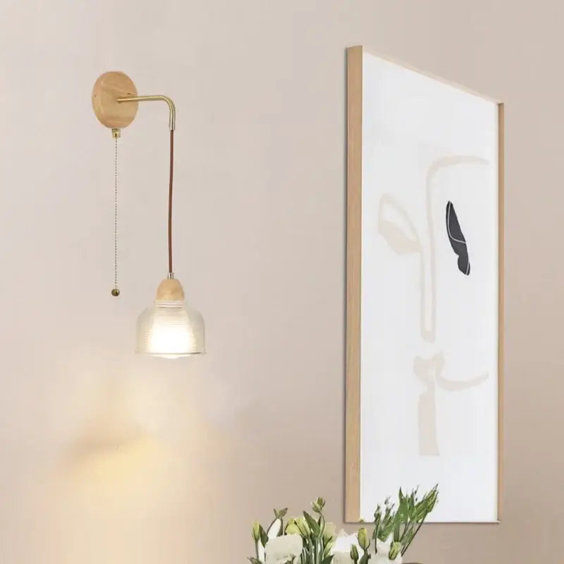 Brass Glass Pull-Chain Wall Light