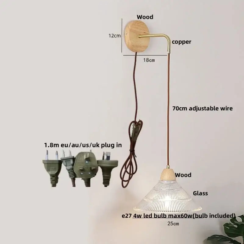 Brass Glass Pull-Chain Wall Light