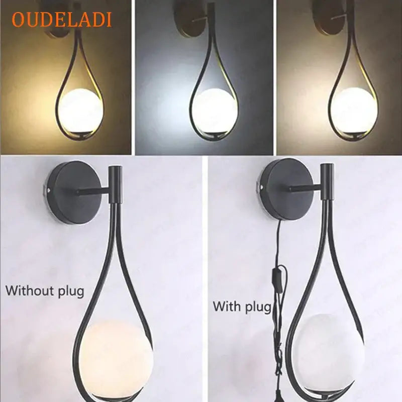 Brass Glass Ball Wall Sconce with LED Bulbs