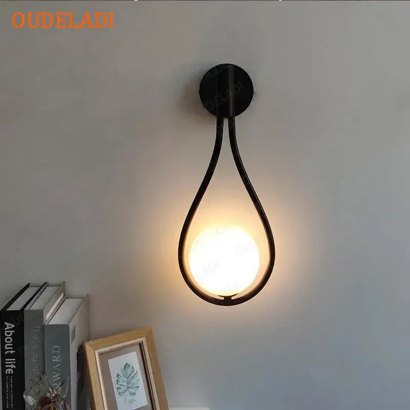 Brass Glass Ball Wall Sconce with LED Bulbs