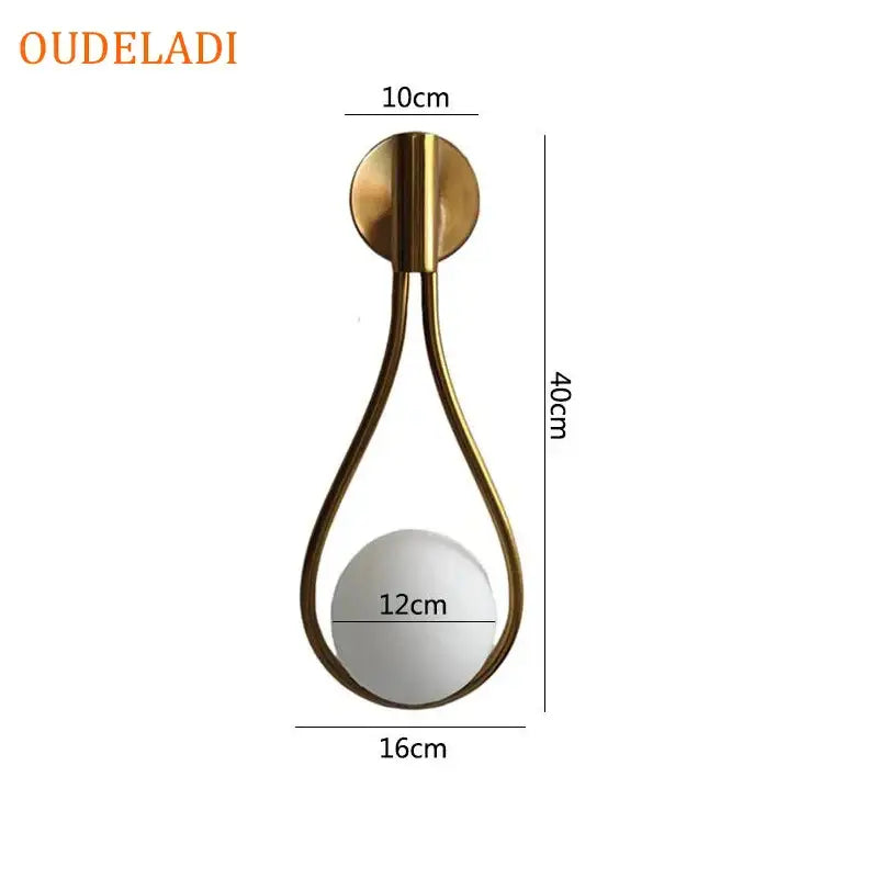 Brass Glass Ball Wall Sconce with LED Bulbs