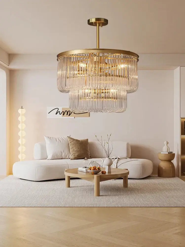 Brass Glass Bar Chandelier