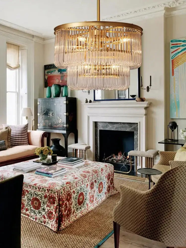 Brass Glass Bar Chandelier