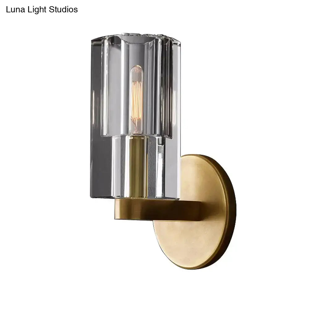 Brass Ribbed Glass Sconce