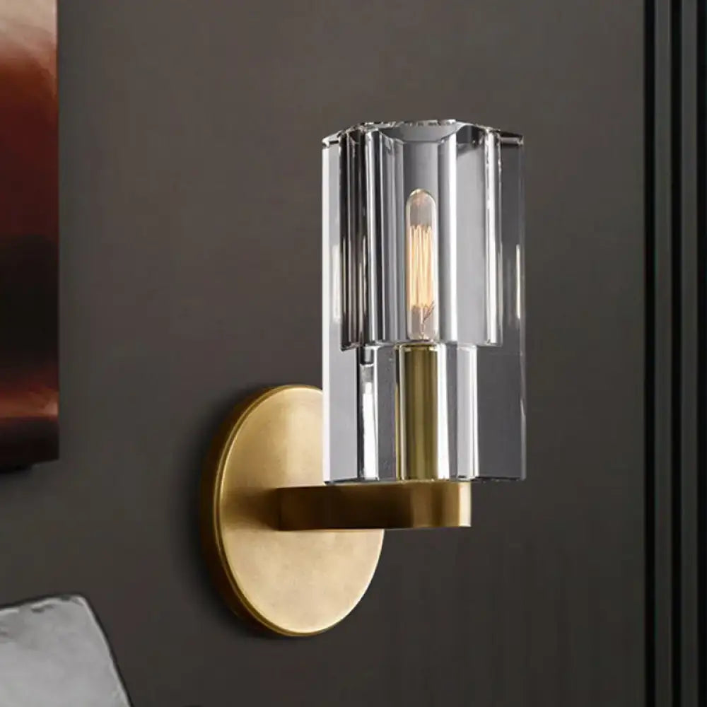 Brass Ribbed Glass Sconce