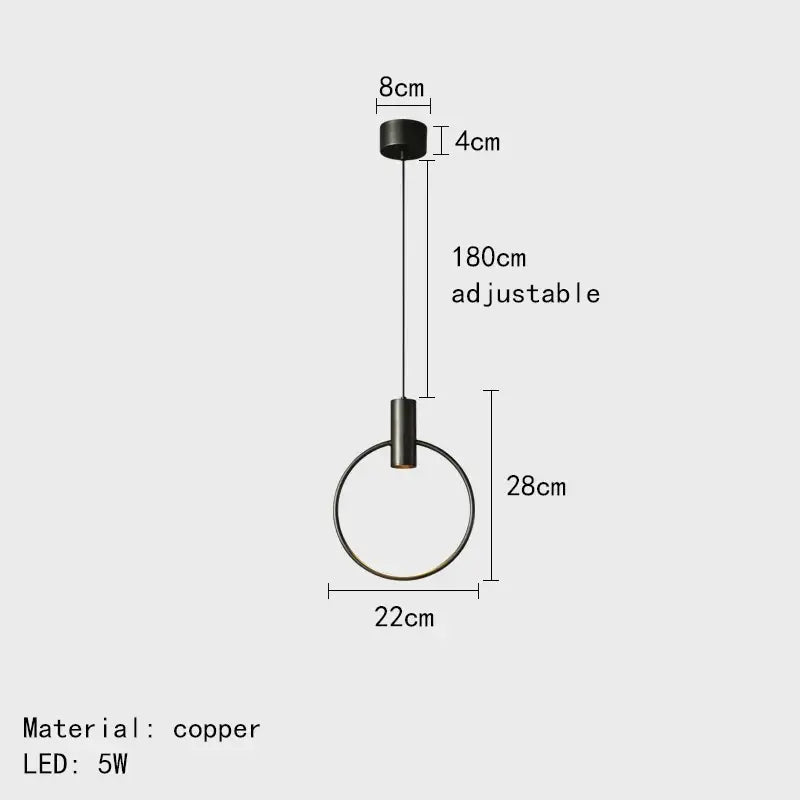 Gold Ring Chandelier Light Crafted from Copper