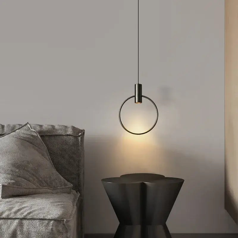 Gold Ring Chandelier Light Crafted from Copper