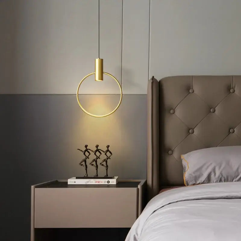 Gold Ring Chandelier Light Crafted from Copper