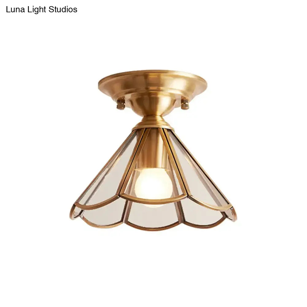 Brass Scalloped Flush Mount