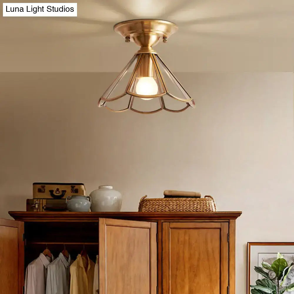 Brass Scalloped Flush Mount