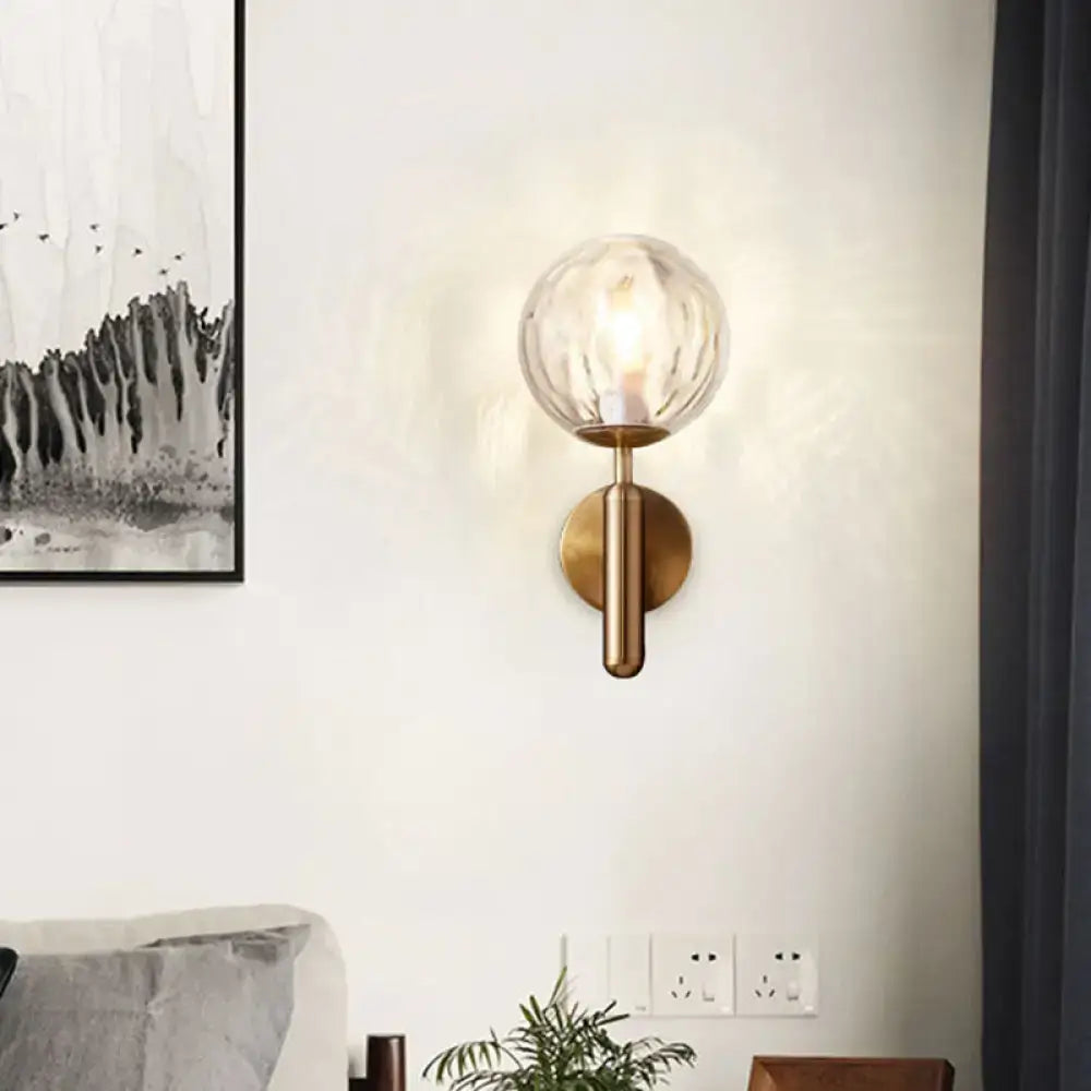 Black Gold Textured Glass Globe Sconce
