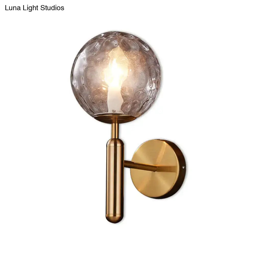 Black Gold Textured Glass Globe Sconce