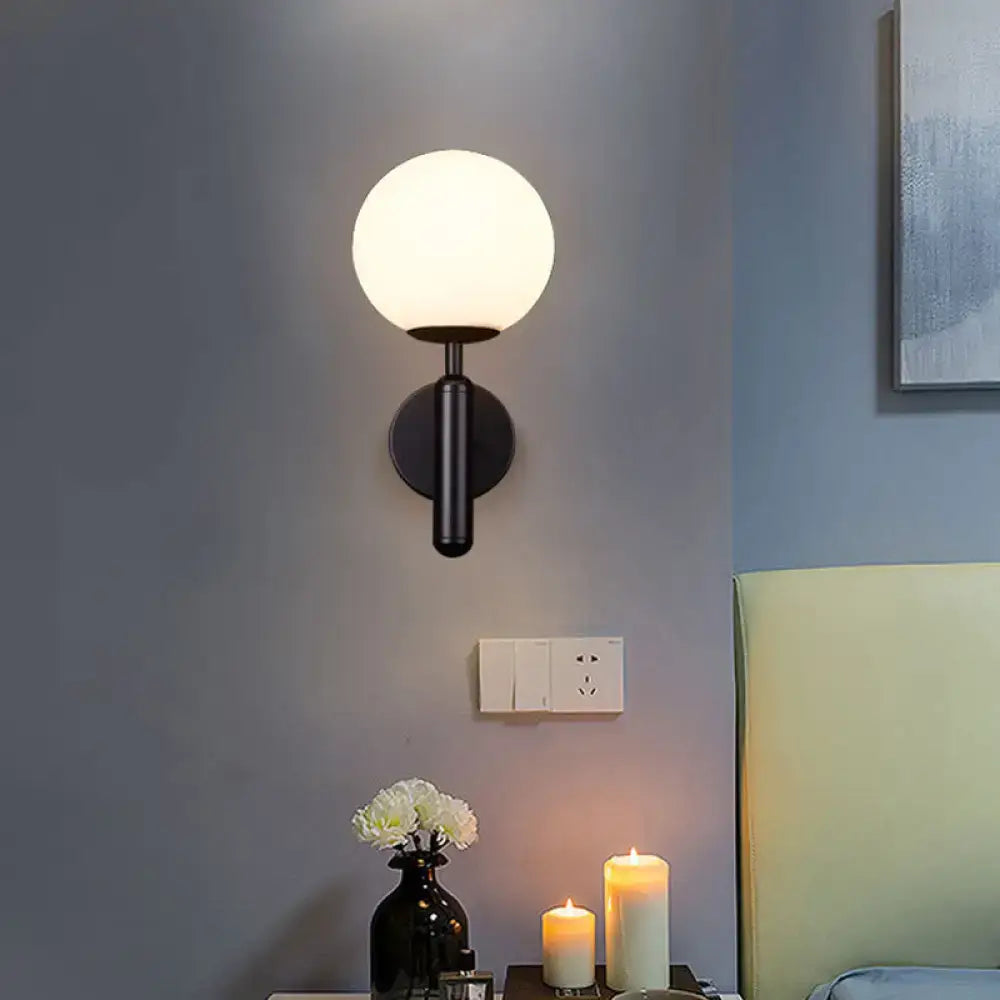 Black Gold Textured Glass Globe Sconce