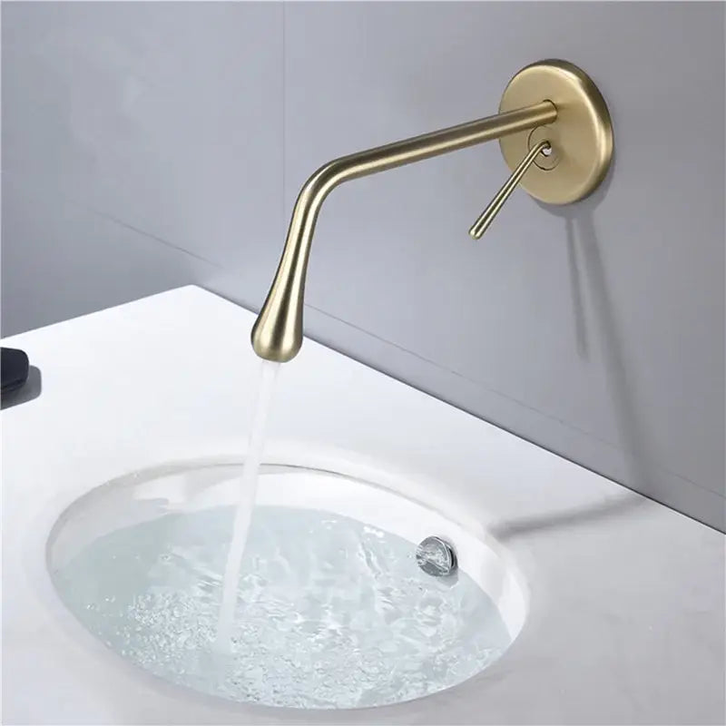 Brushed Gold Wall-Mounted Basin Faucet