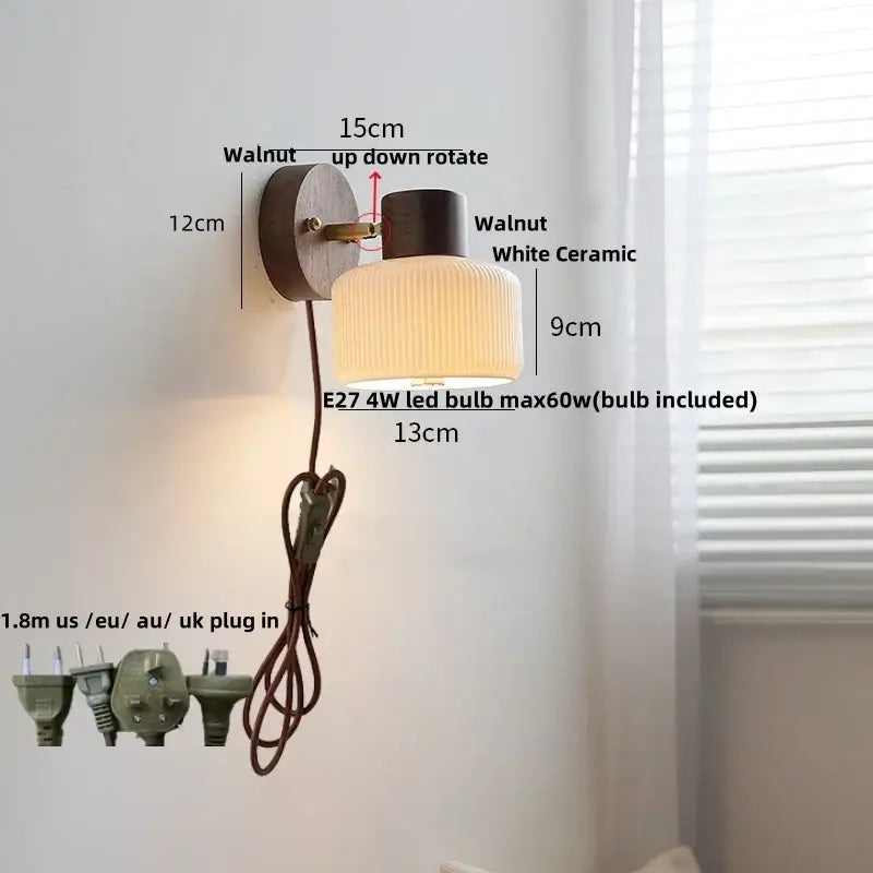 Walnut Ceramic Wall Light