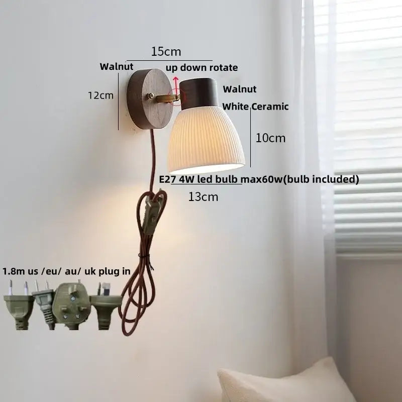 Walnut Ceramic Wall Light
