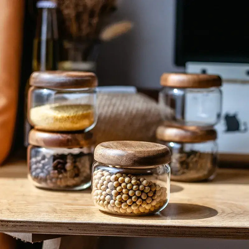 Glass Acacia Storage Jar