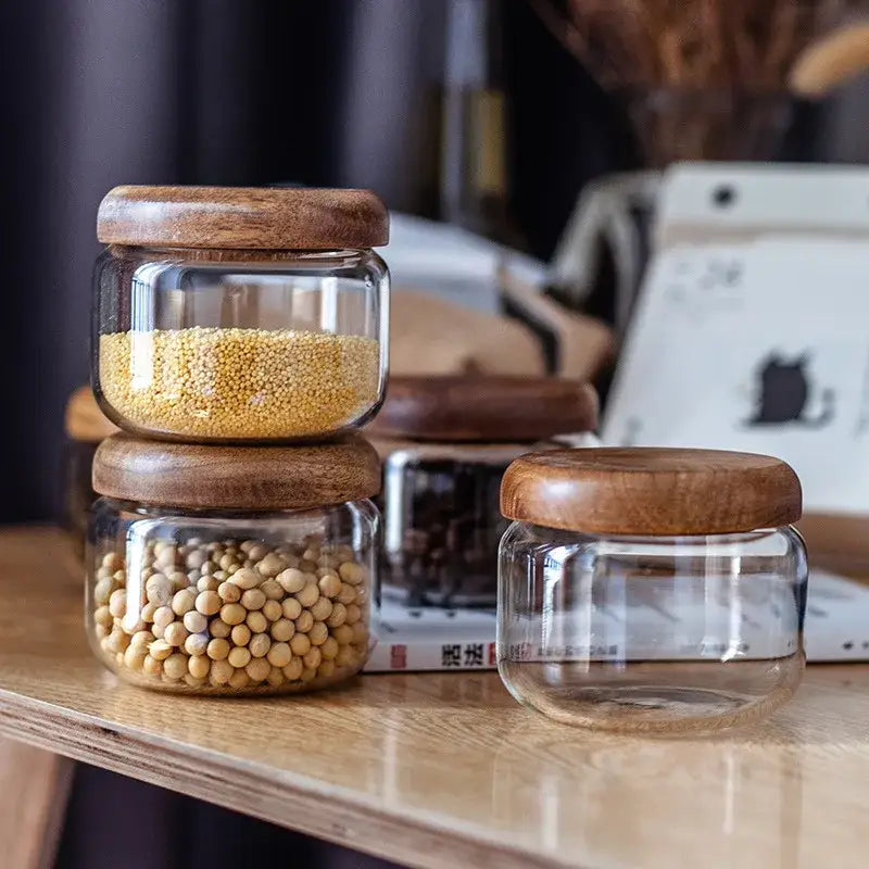 Glass Acacia Storage Jar