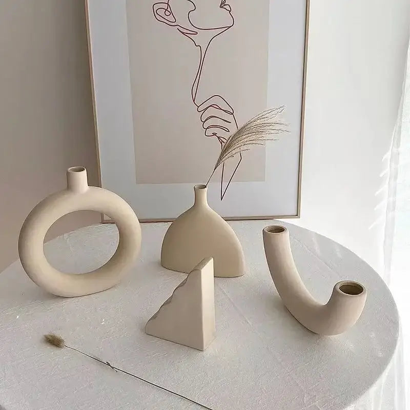 Cream Ceramic Art Vase