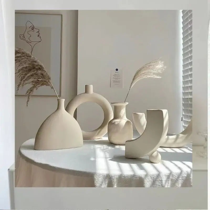 Cream Ceramic Art Vase
