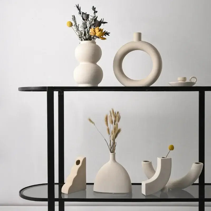 Cream Ceramic Art Vase