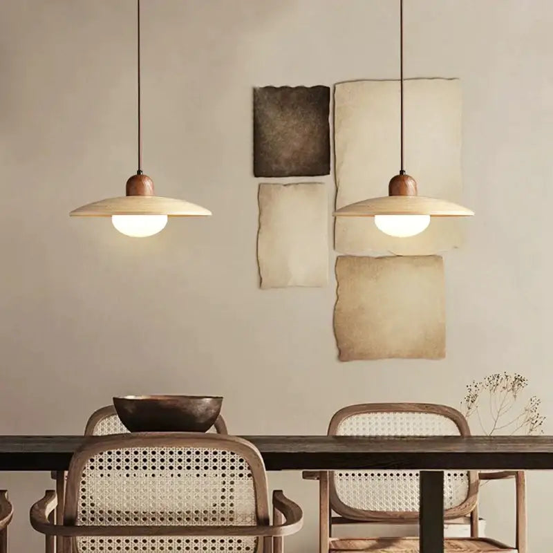 Cream Wood Pendant Chandelier