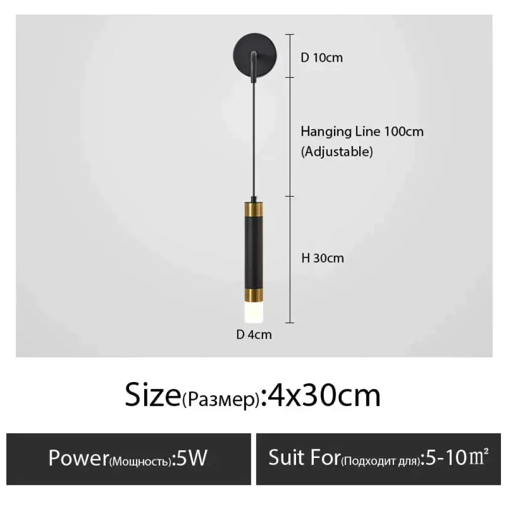 Black Gold Bedside Wall Lamp