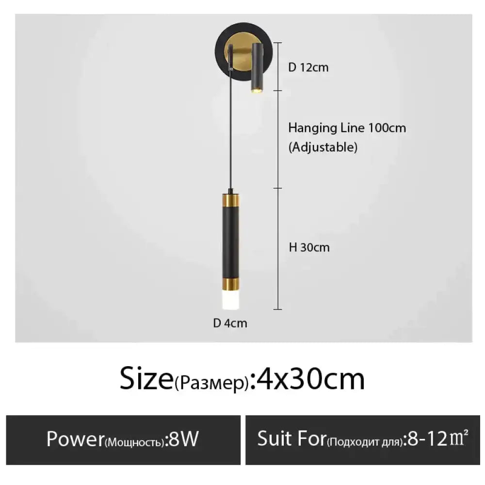 Black Gold Bedside Wall Lamp