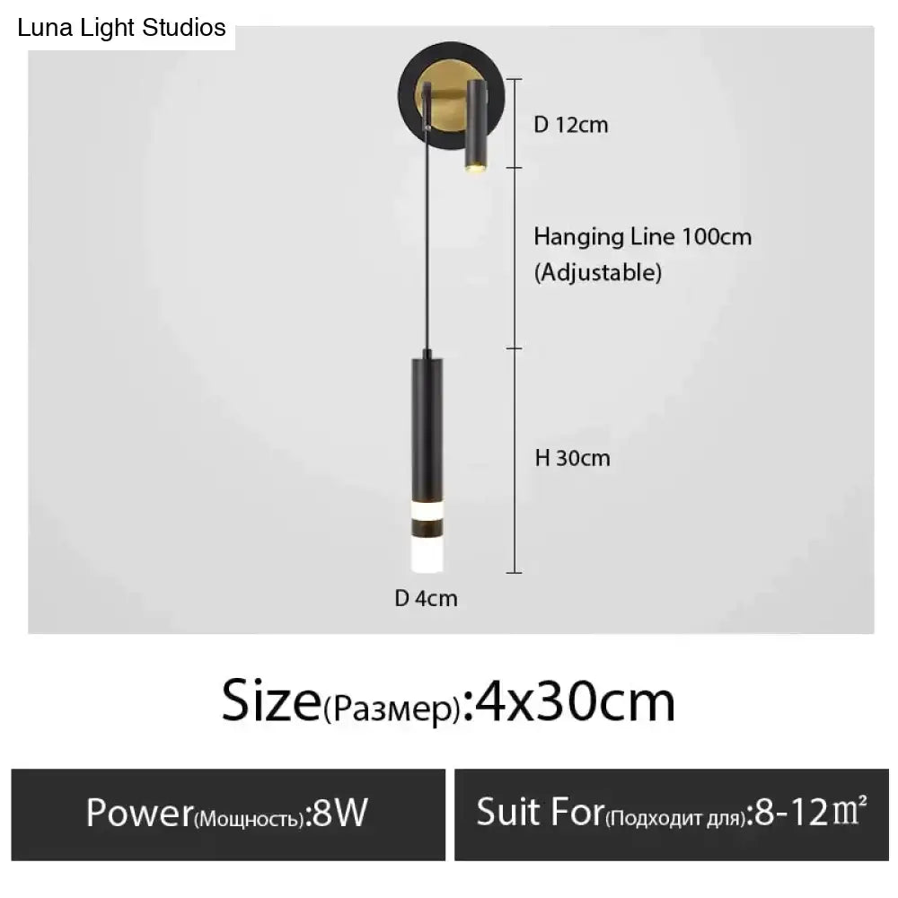 Black Gold Bedside Wall Lamp