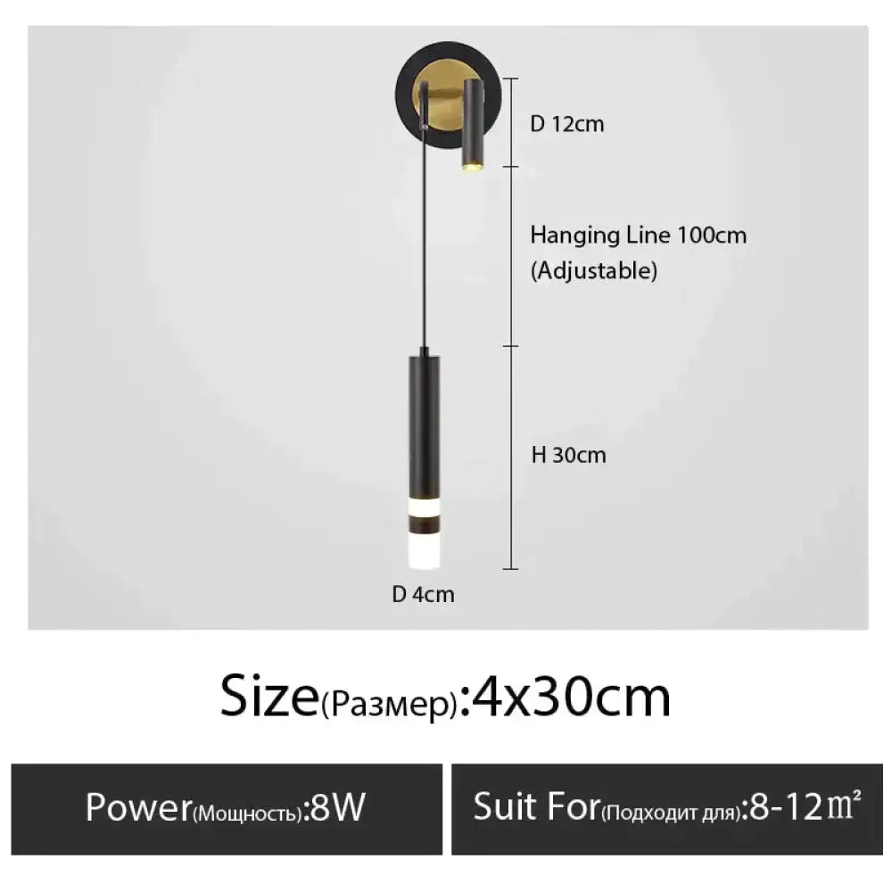 Black Gold Bedside Wall Lamp