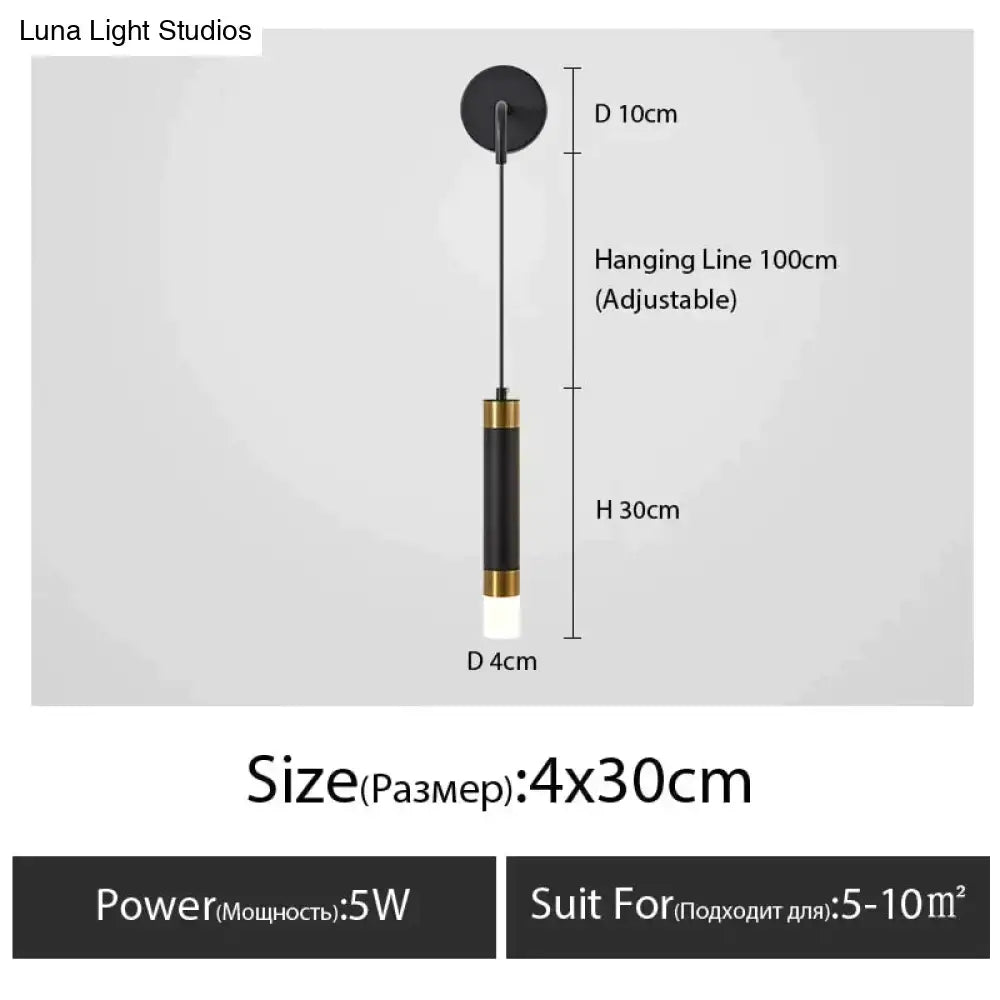 Black Gold Bedside Wall Lamp