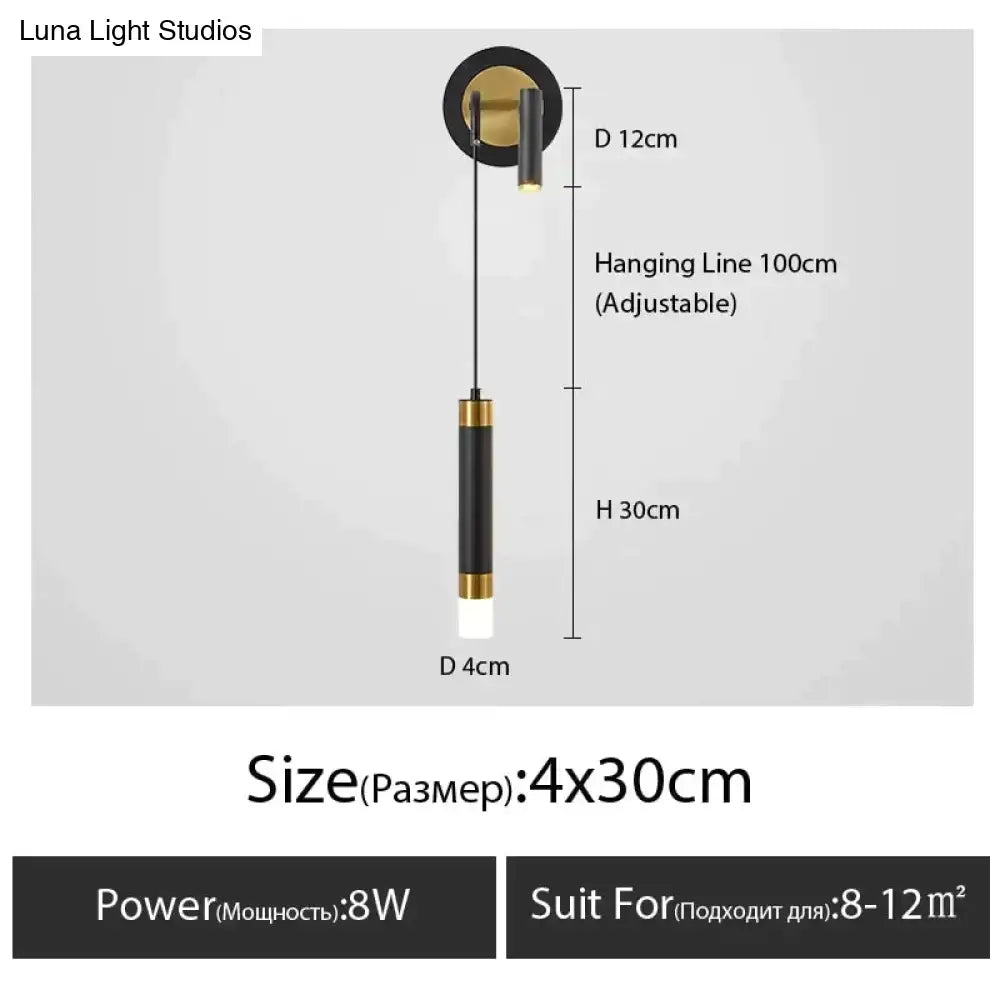 Black Gold Bedside Wall Lamp
