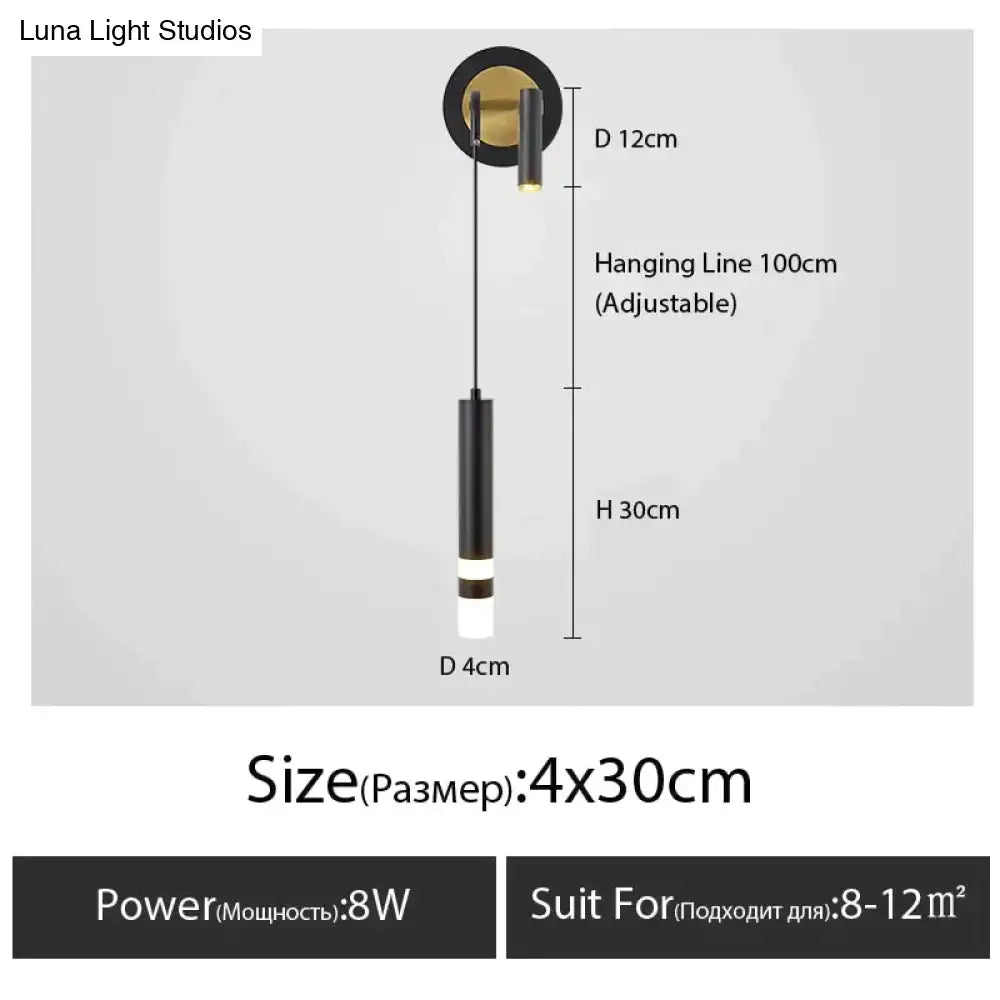 Black Gold Bedside Wall Lamp