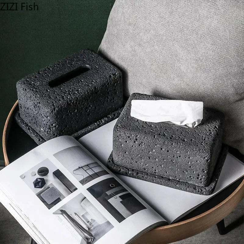 Grey Concrete Tissue Box