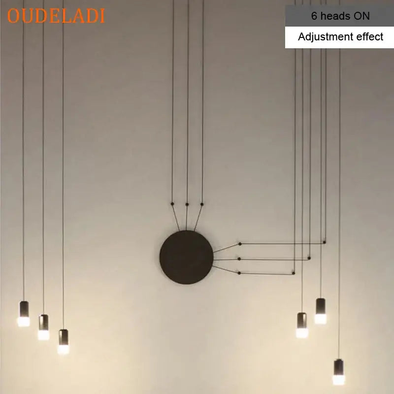 Black Industrial Wall Light 9-Head Aluminum