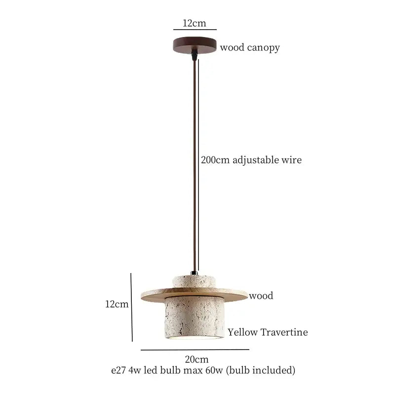 Yellow Travertine Pendant Light Vintage Style