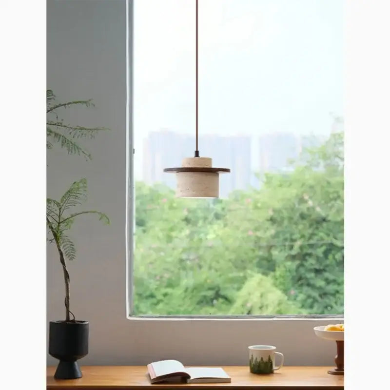 Yellow Travertine Pendant Light Vintage Style