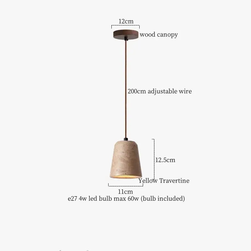 Yellow Travertine Pendant Light Vintage Style