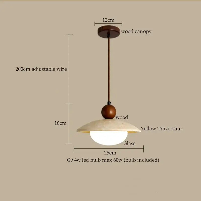 Yellow Travertine Pendant Light Vintage Style