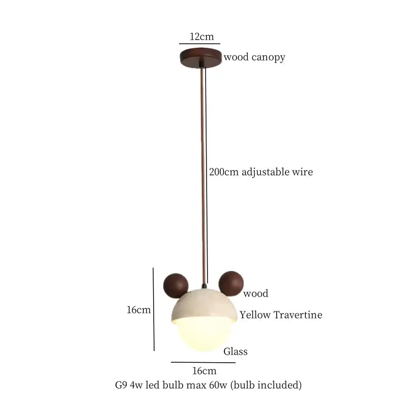 Yellow Travertine Pendant Light Vintage Style